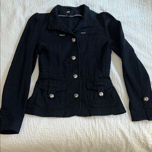 H&M Black jeans Blazer with Structured Shoulders (2% spandex)